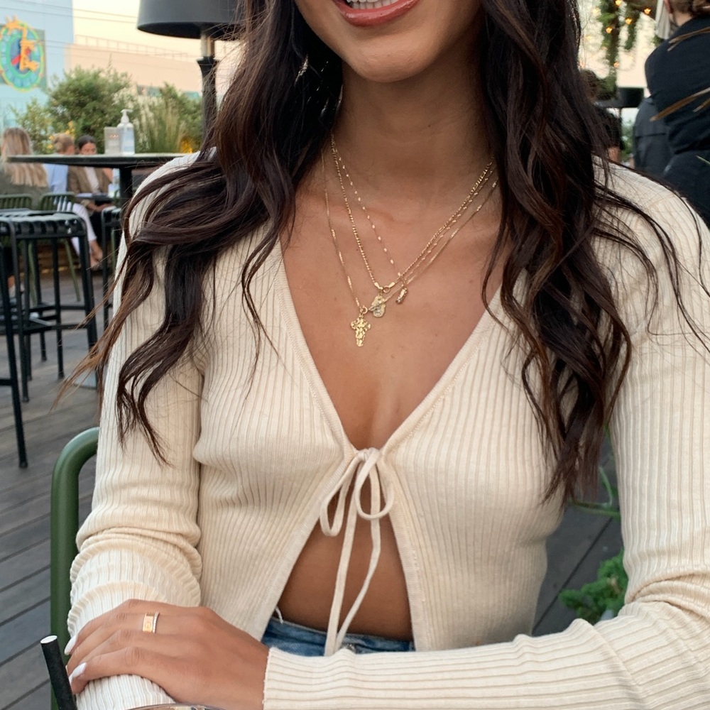 Cream Ribbed Women's Sweater